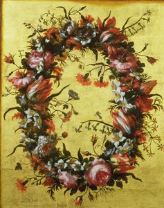 Garland of Flowers on a Gilded Background